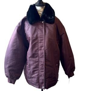 BlankNYC Women’s Jacket Burgundy With Black Faux Collar Size Med/Large Read